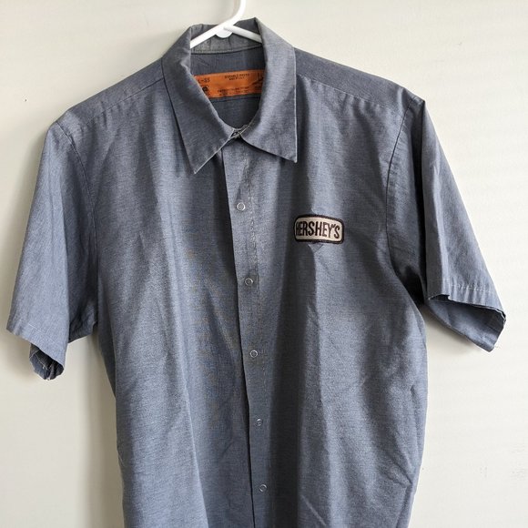 Hershey's Gray Button up Collard shirt - Picture 1 of 4